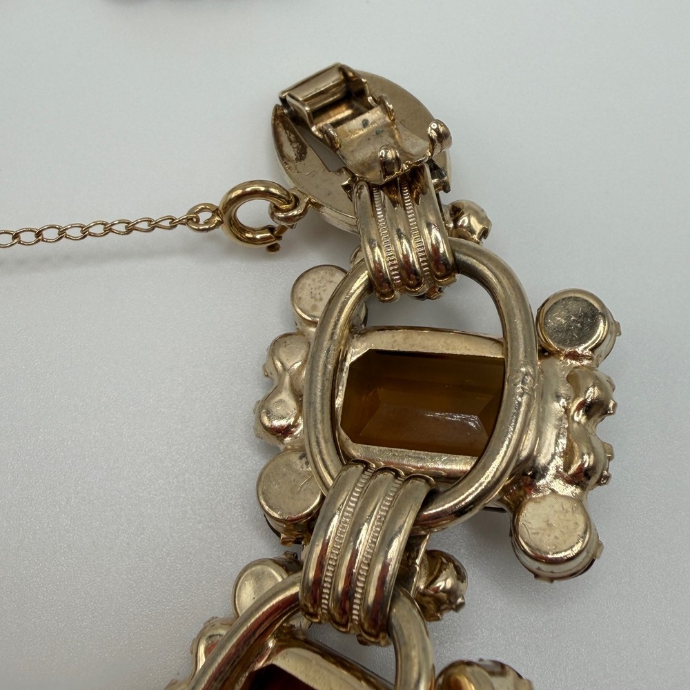 Juliana Elster & DeLizza VTG Smoky Topaz Rhinestone Bracelet and Earrings Set - Picture 9 of 16
